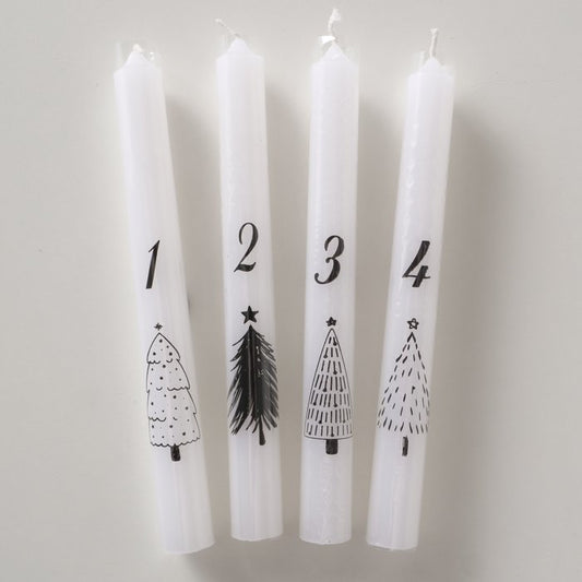 Adventskerzen Set 1, 2, 3, 4 mit Tanne