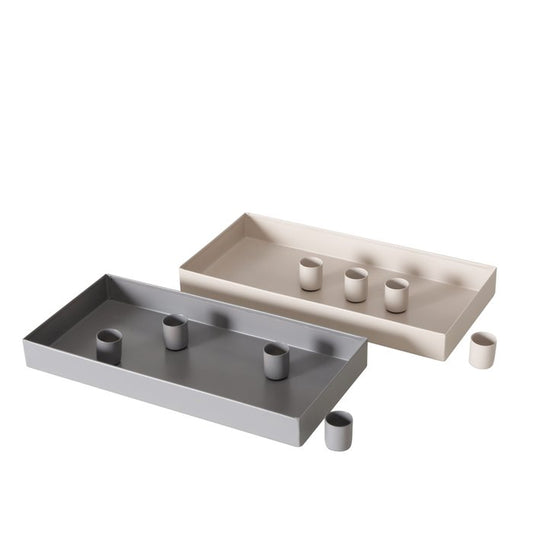 Kerzentablett MARGO magnetisch mit 4 Kerzenhaltern beige