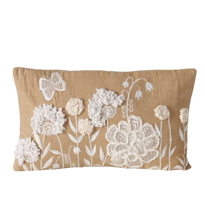 Kissen MARIELLE mit Blumenapplikation