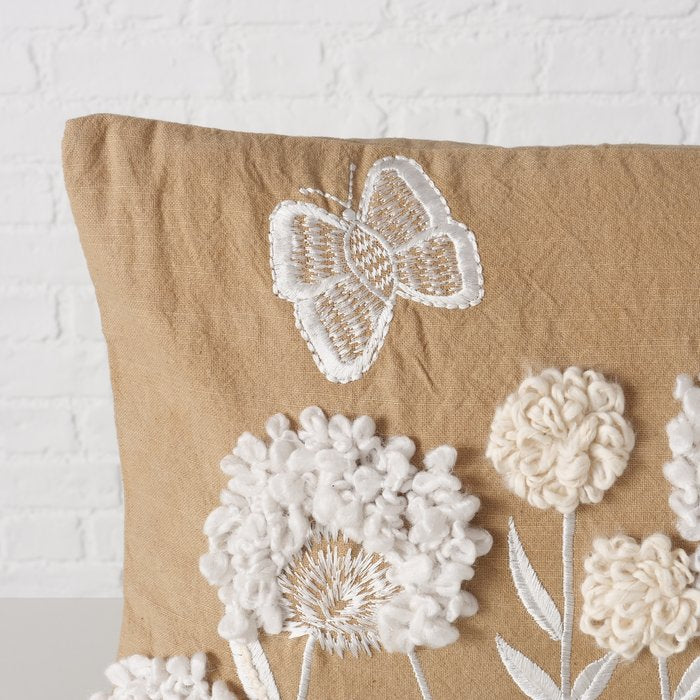 Kissen MARIELLE mit Blumenapplikation