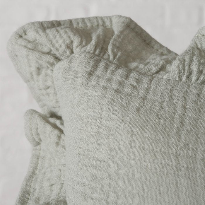 Kissen Musselin mint mit Rüschen