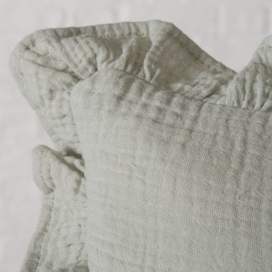 Kissen Musselin mint mit Rüschen