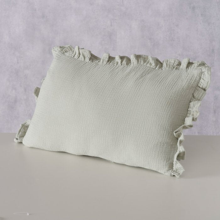 Kissen Musselin mint mit Rüschen