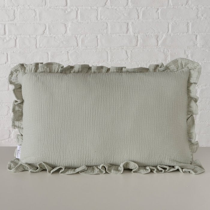 Kissen Musselin mint mit Rüschen