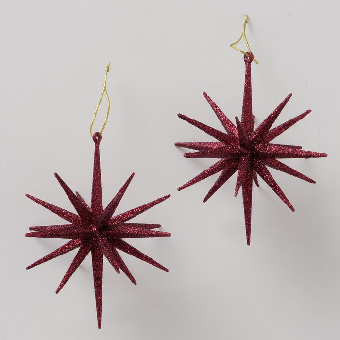 Weihnachtsanhänger Stern TOVE, dunkelrot Glitzer
