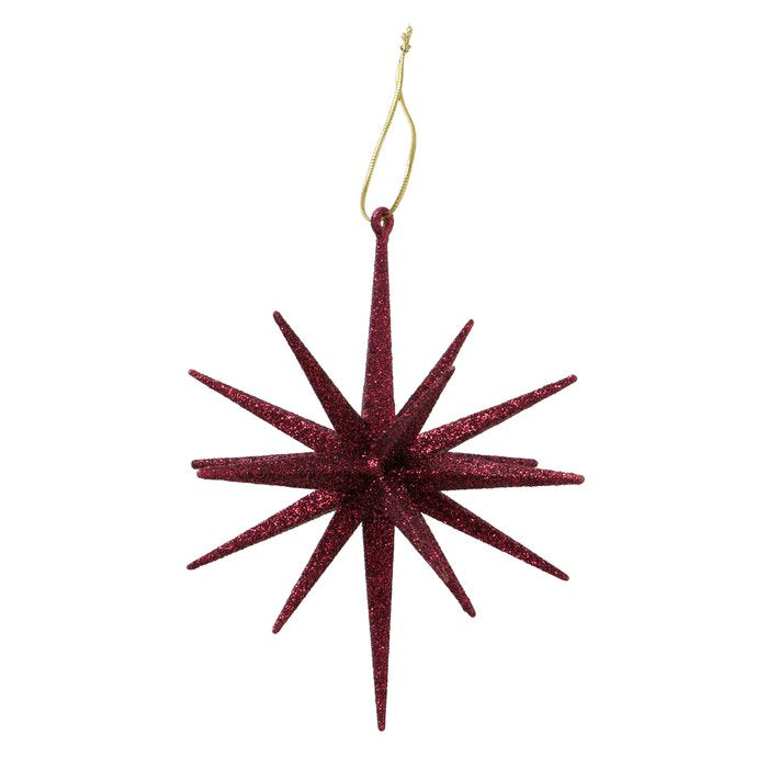 Weihnachtsanhänger Stern TOVE, dunkelrot Glitzer