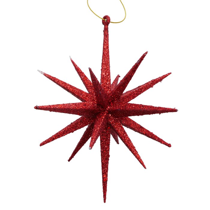 Weihnachtsanhänger Stern TOVE, hellrot Glitzer