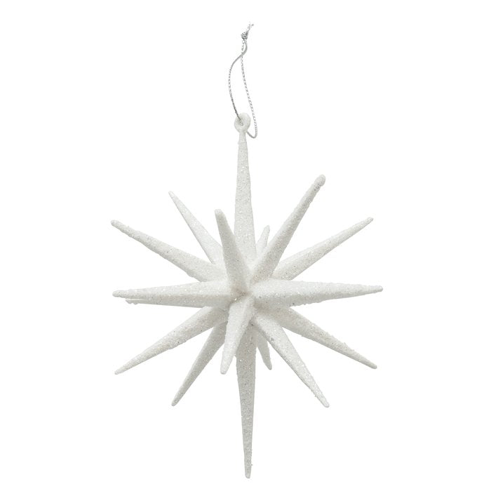 Weihnachtsanhänger Stern TOVE, weiß Glitzer