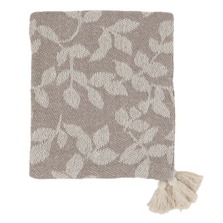 Chic Antique Decke BLÄTTER beige weiß 150 x 130 cm