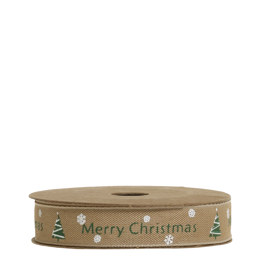 Chic Antique Geschenkband MERRY CHRISTMAS latte/grün