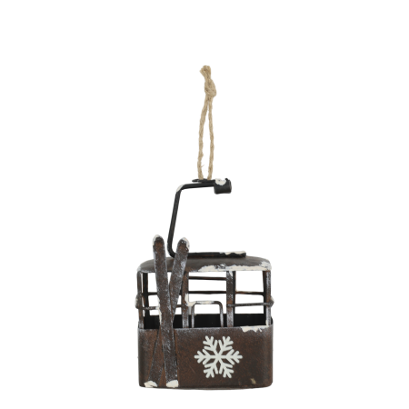 Chic Antique Anhänger Skilift Gondel Skandi braun 11 x 7 cm