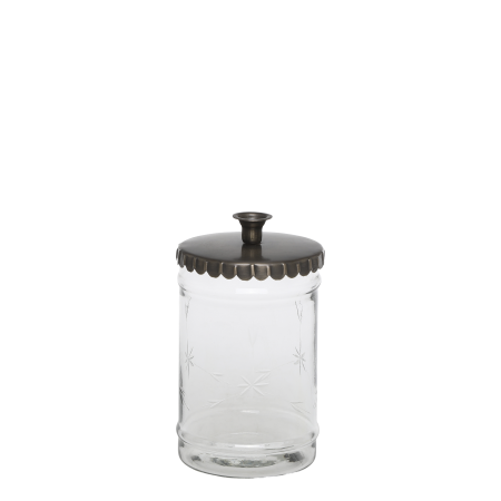 Chic Antique Kerzenhalter Glas mit Deckel für dünne Stabkerzen