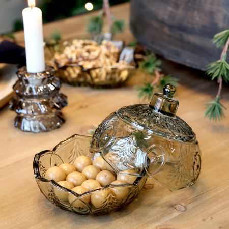 Chic Antique Glas Schale Weihnachtskugel olive