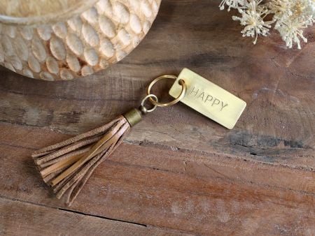 Schlüsselanhänger HAPPY Tassel braun