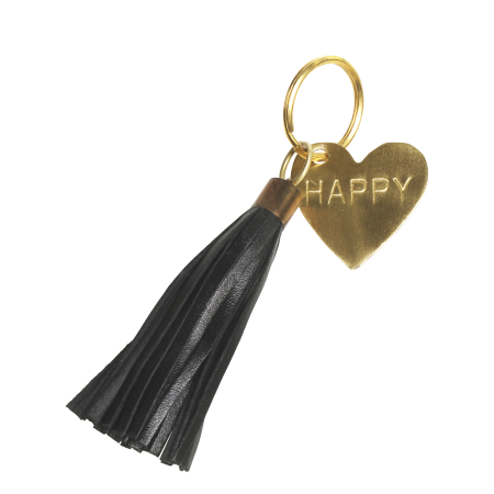 Schlüsselanhänger HAPPY Herz Tassel schwarz