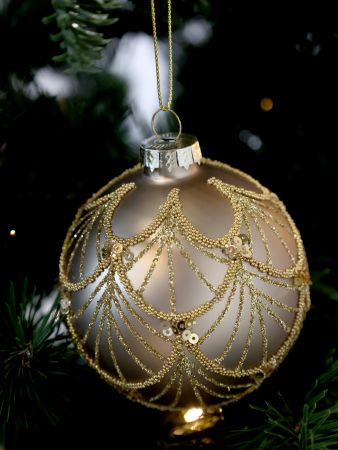 Chic Antique Weihnachtskugel Glas champagner beige gold