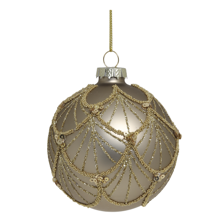 Chic Antique Weihnachtskugel Glas champagner beige gold