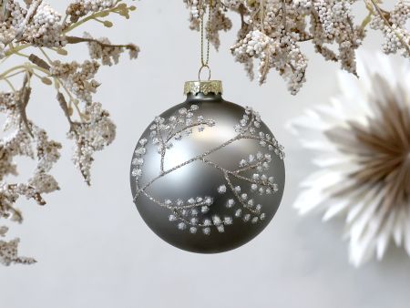 Chic Antique Weihnachtskugel Glas grün Beerenzweig