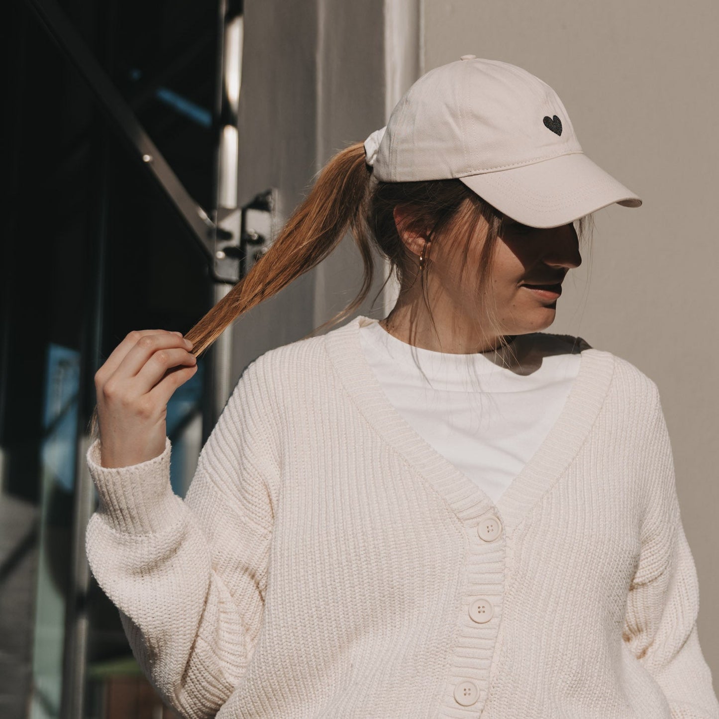 Eulenschnitt Cap HERZ beige