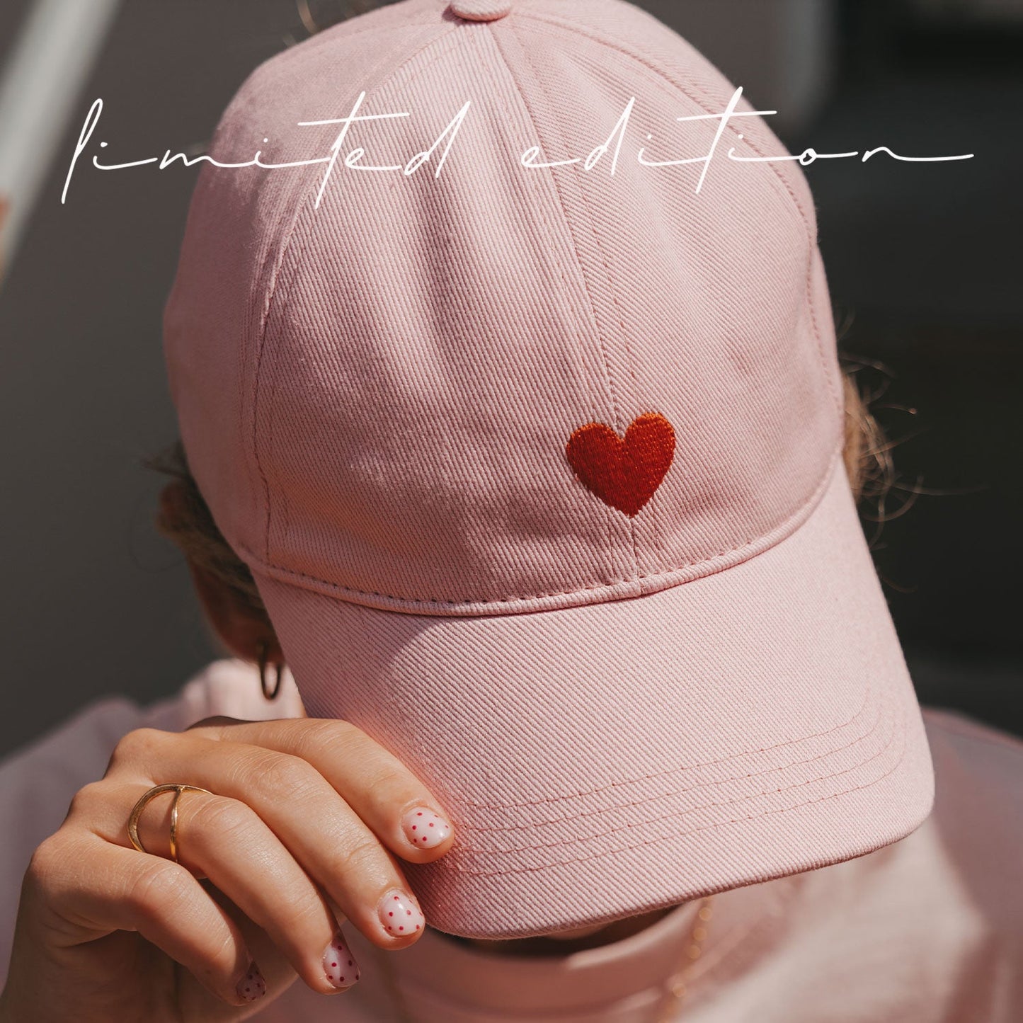 Eulenschnitt Cap OH HAPPY DAY rosa rotes HERZ limited Edition