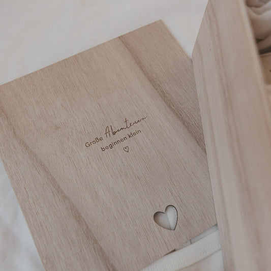 Eulenschnitt Erinnerungsbox Geschenkbox ABENTEUER Holz