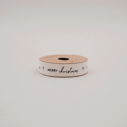 Eulenschnitt Geschenkband MERRY CHRISTMAS 5 m