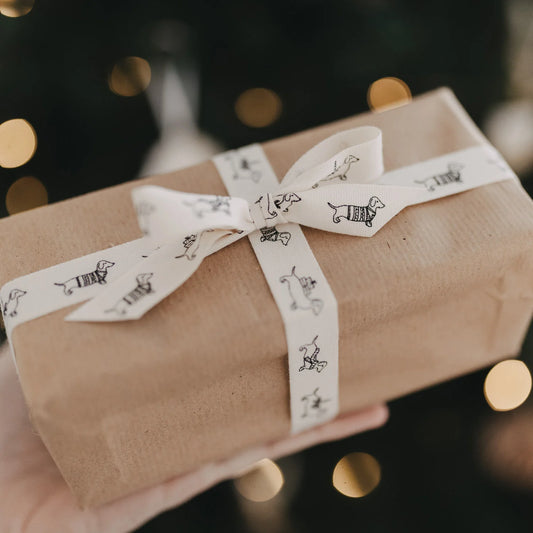 Eulenschnitt Geschenkband DACKEL 5m