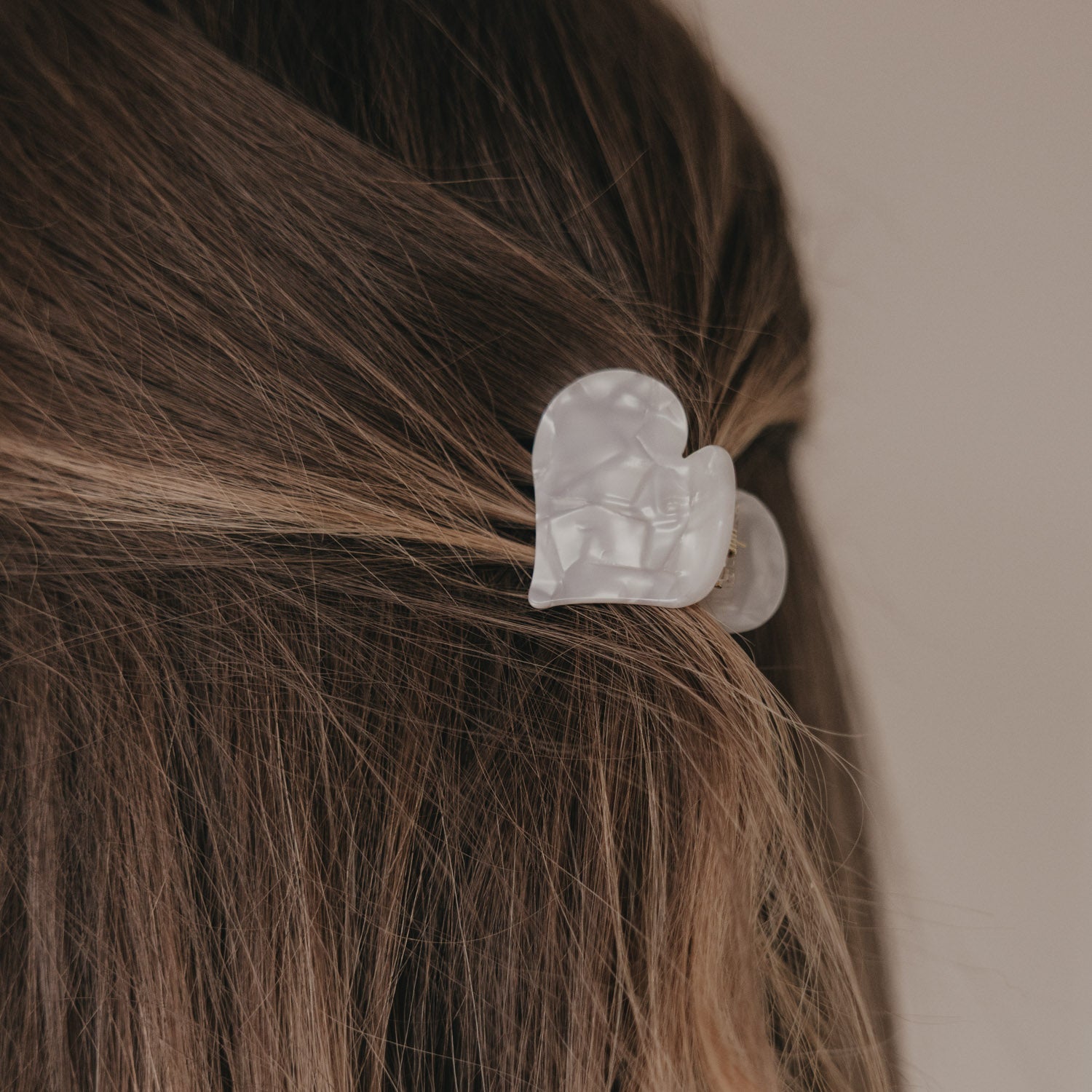 Eulenschnitt Haarspange HERZFORM Pearl groß