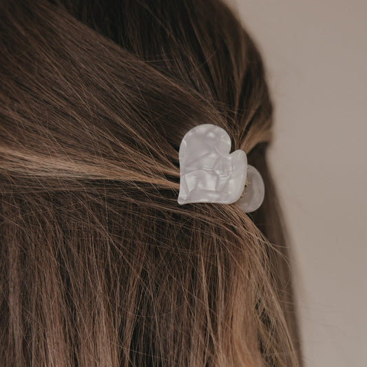 Eulenschnitt Haarspange HERZFORM Pearl groß