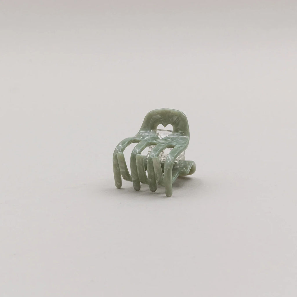 Eulenschnitt Haarklammer klein HERZ Jade grün