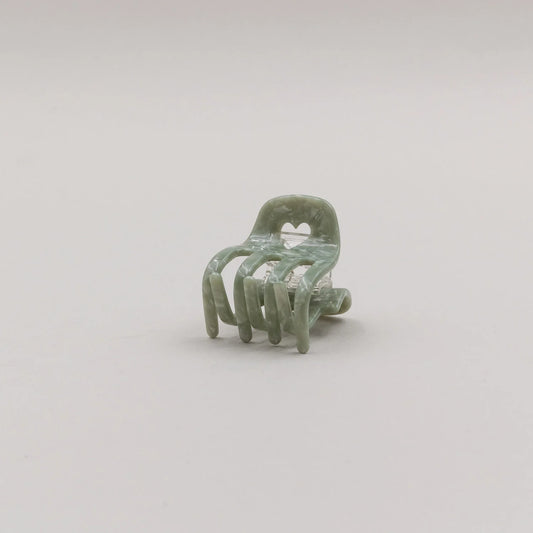 Eulenschnitt Haarklammer klein HERZ Jade grün