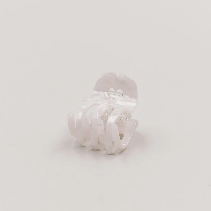 Eulenschnitt Haarspange klein HERZ PEARL weiß