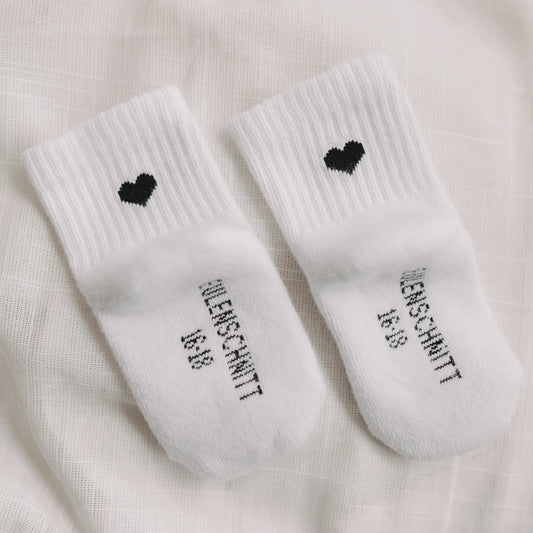 Eulenschnitt Baby Socken HERZ schwarz