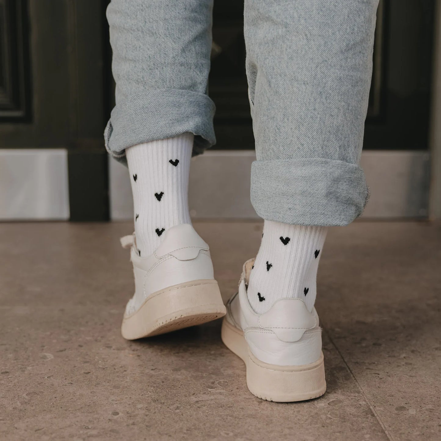 Eulenschnitt Socken HERZEN allover