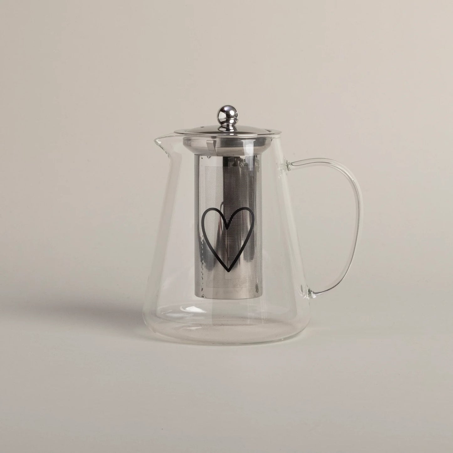Eulenschnitt Teekanne HERZ Glas mit Sieb 1,2 Liter