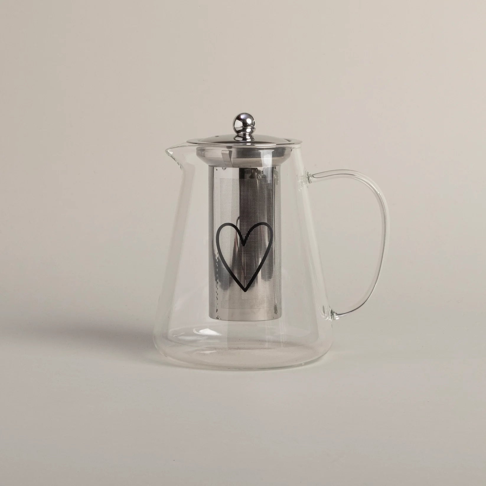 Eulenschnitt Teekanne HERZ Glas mit Sieb 1,2 Liter