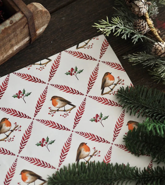 Frollein Lücke Geschenkpapierbogen WINTERVOGEL