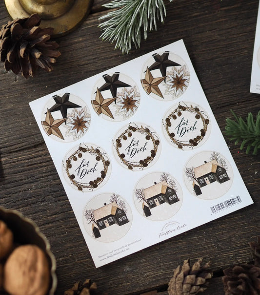 Frollein Lücke Sticker Sterne, Kranz, Haus