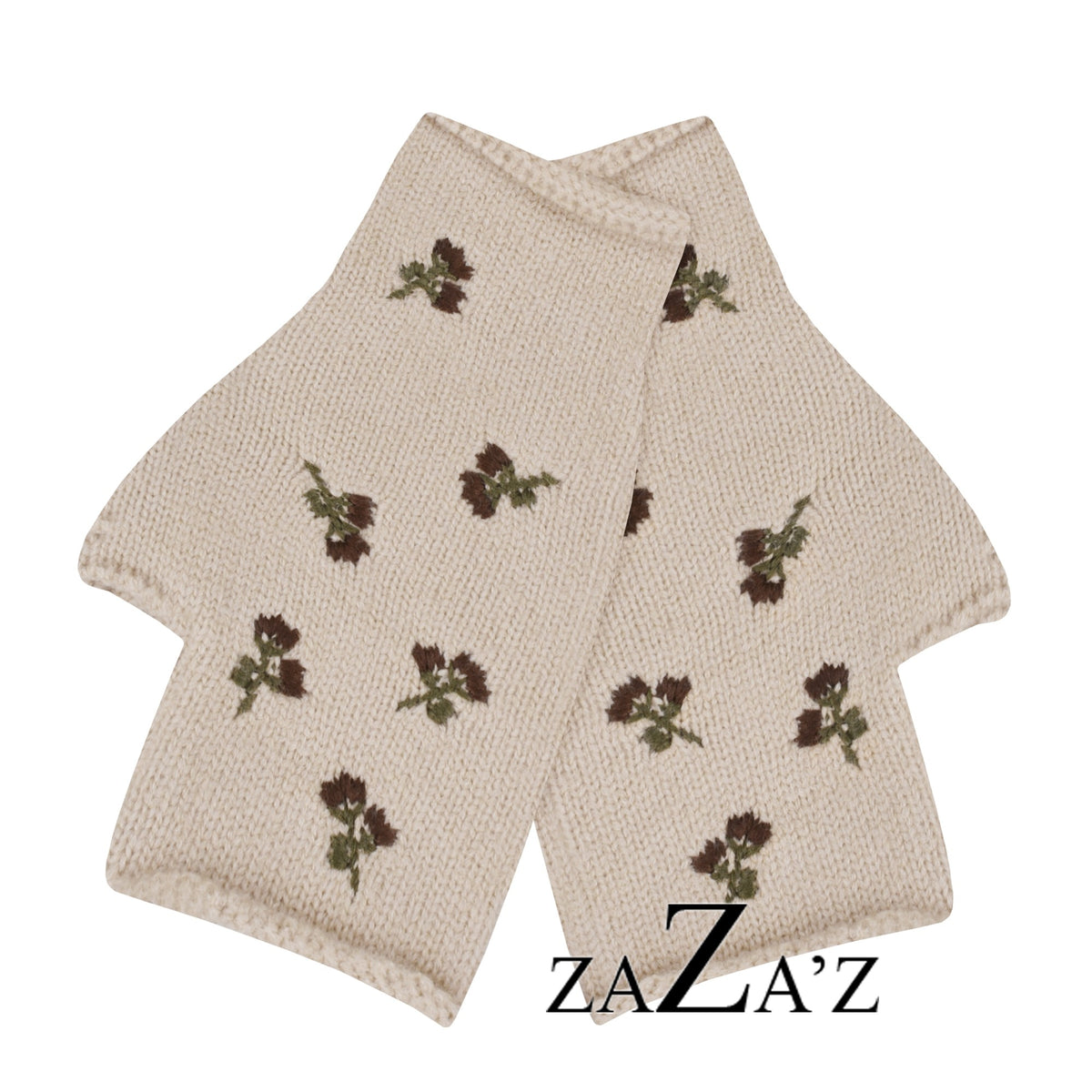 Handschuhe FLOWERS fingerlos mit Blumen Stickerei, verschiedene Farben