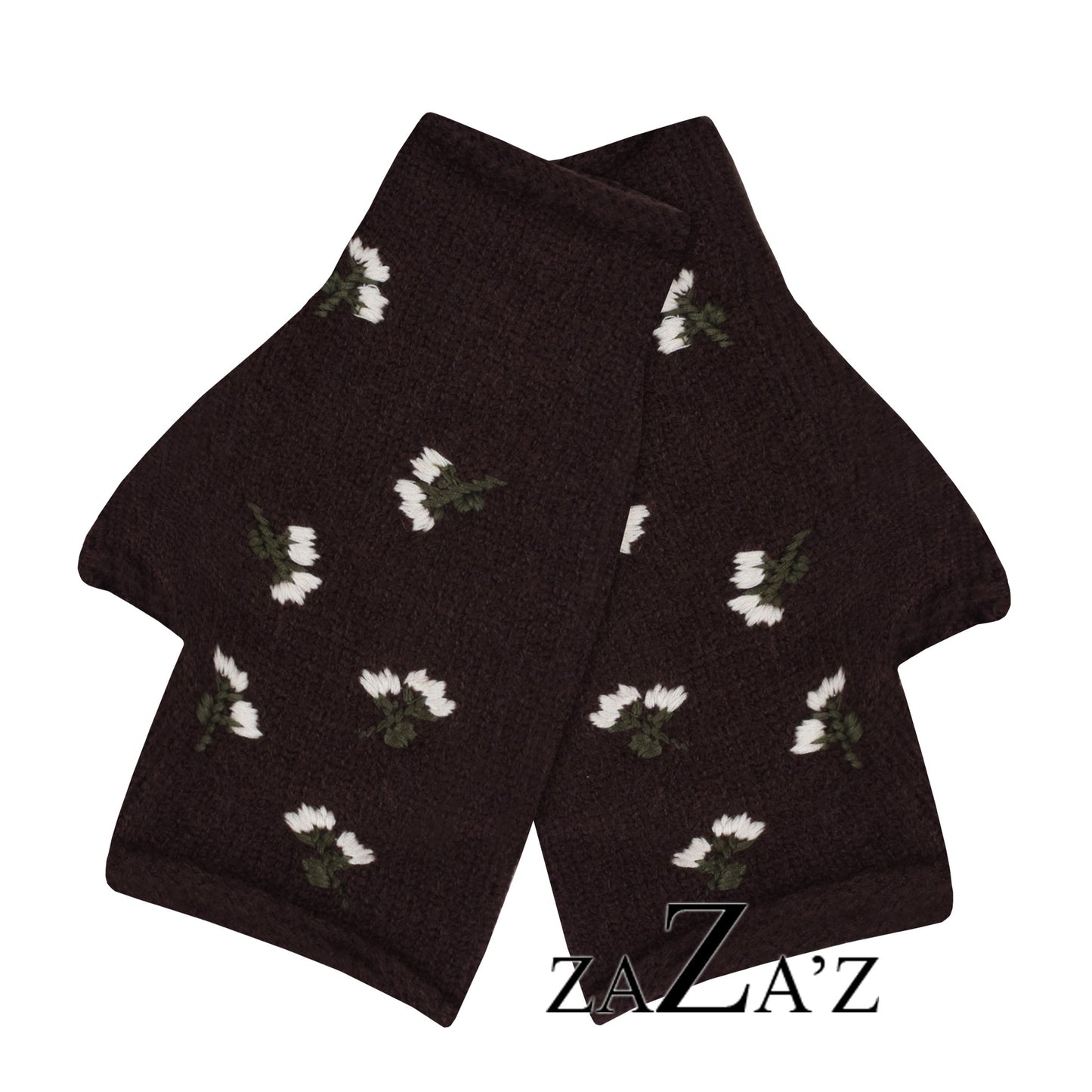Handschuhe FLOWERS fingerlos mit Blumen Stickerei, verschiedene Farben