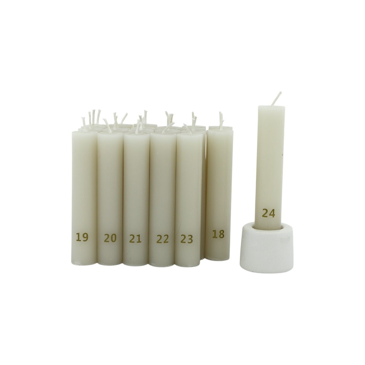 Advent Countdown Set, Kerzen mit Kerzenhalter
