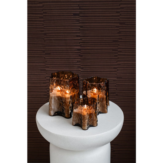 Kerze im Glas BARK braun, verschiedene Größen