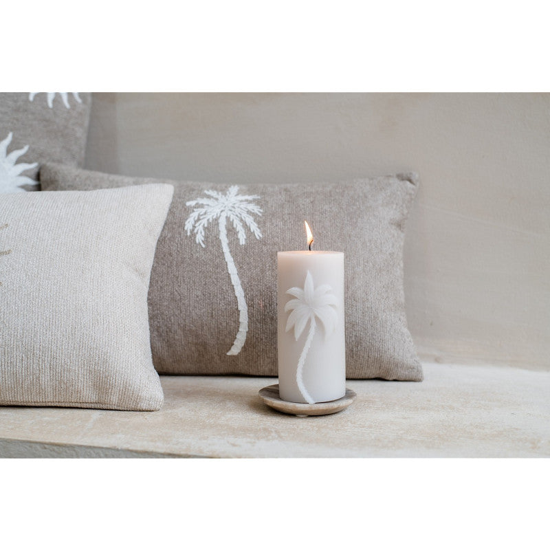 Stumpenkerze HOLIDAY PALM beige 15 cm