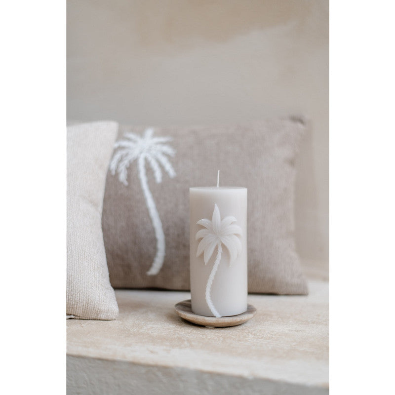 Stumpenkerze HOLIDAY PALM beige 15 cm