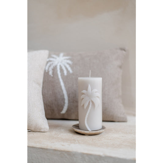 Stumpenkerze HOLIDAY PALM beige 15 cm