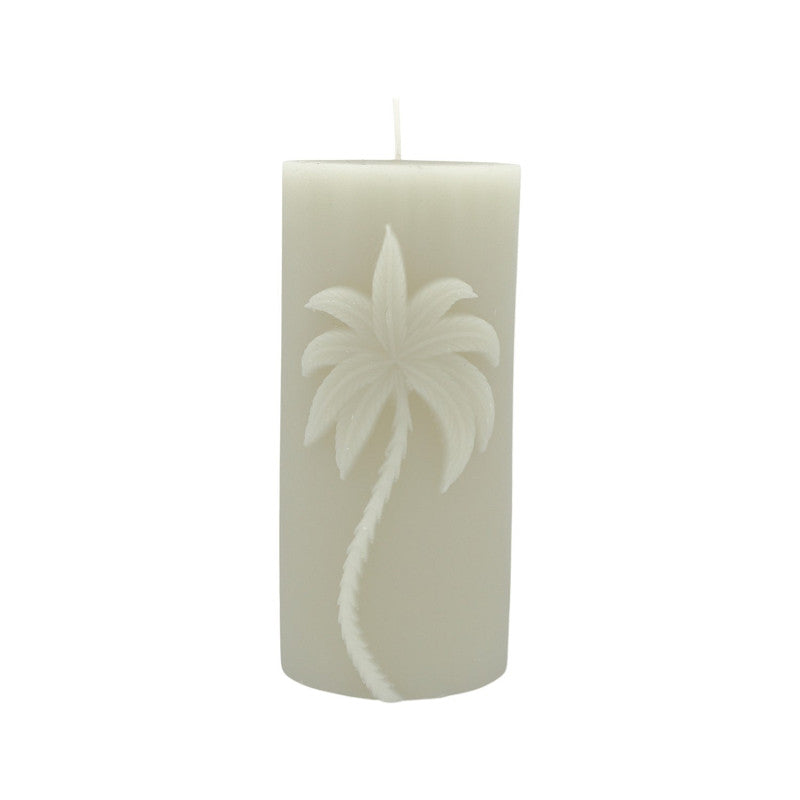 Stumpenkerze HOLIDAY PALM beige 15 cm