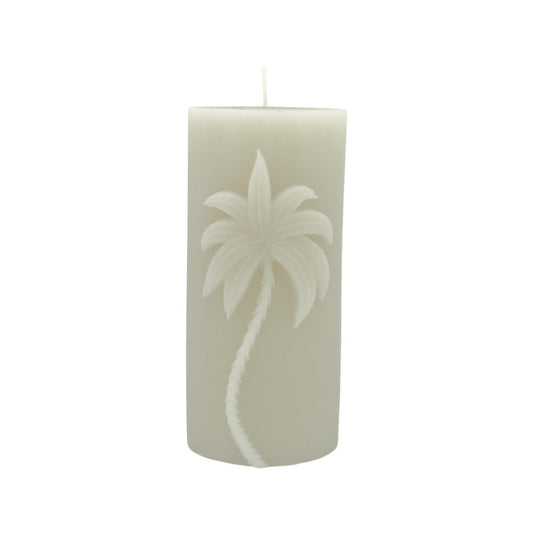 Stumpenkerze HOLIDAY PALM beige 15 cm