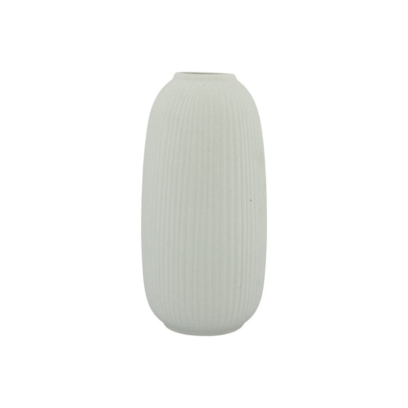 Vase JUNO matt weiß mit Rillen