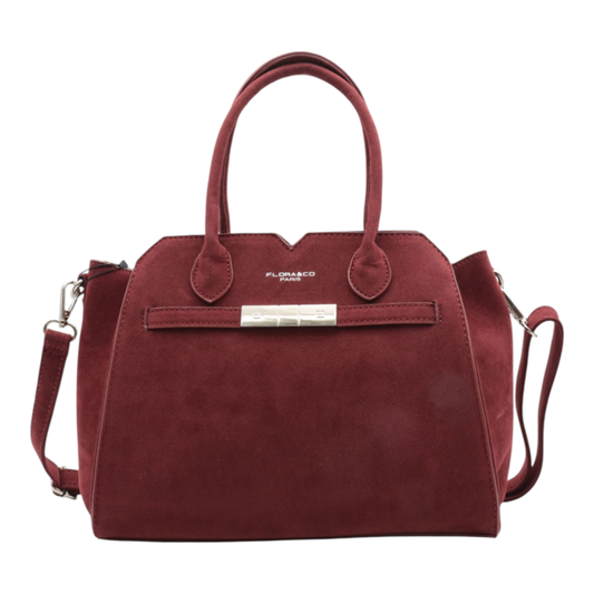 Handtasche AMELIE Wildlederimitat bordeaux burgundy weinrot
