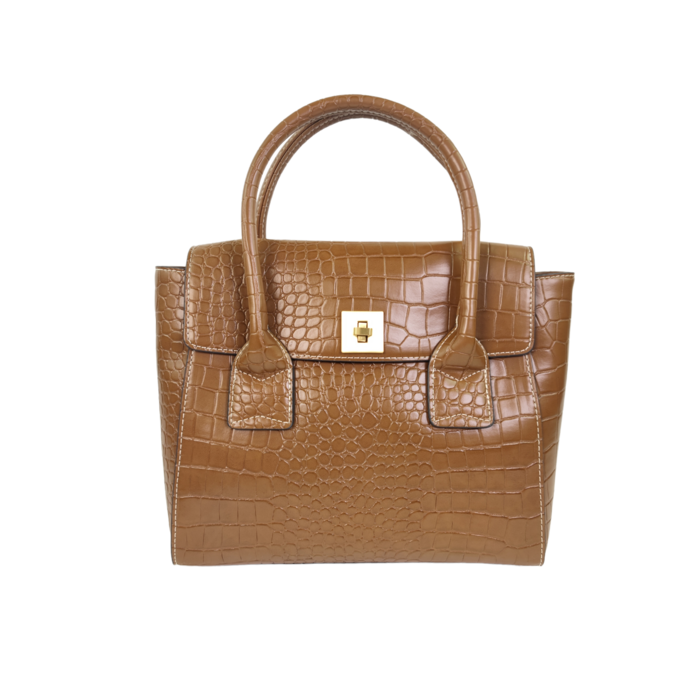 Handtasche KROKO nougat braun